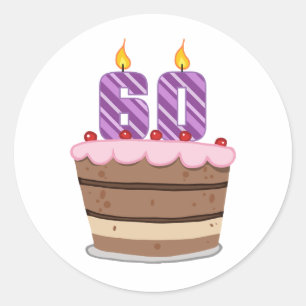 Age 60 on Birthday Cake Classic Round Sticker