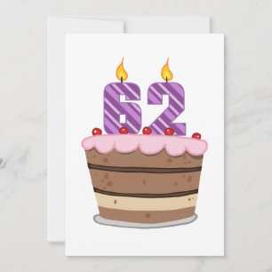 Age 62 on Birthday Cake Card