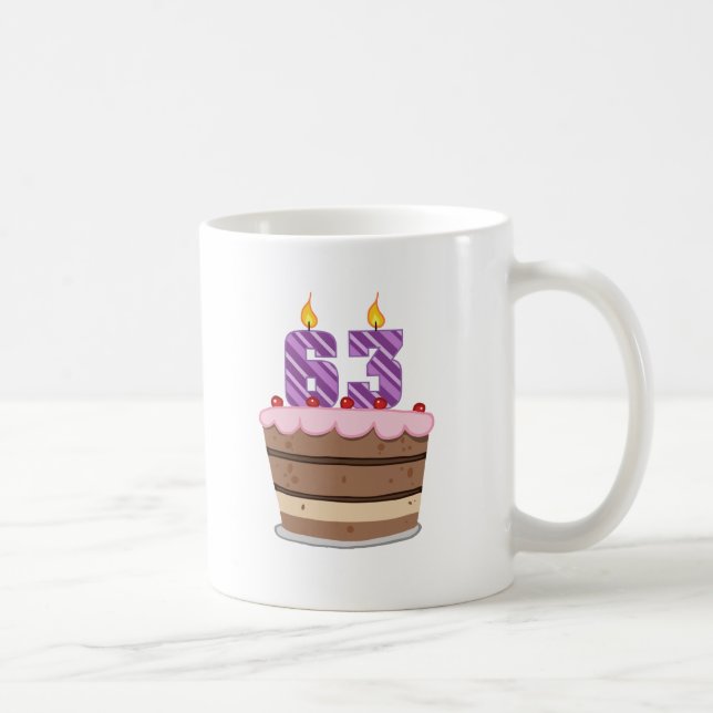 Age 63 on Birthday Cake Coffee Mug (Right)