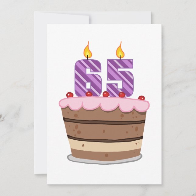 Age 65 on Birthday Cake Card (Front)