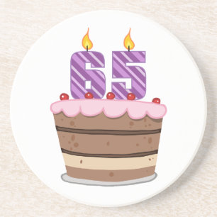 Age 65 on Birthday Cake Coaster