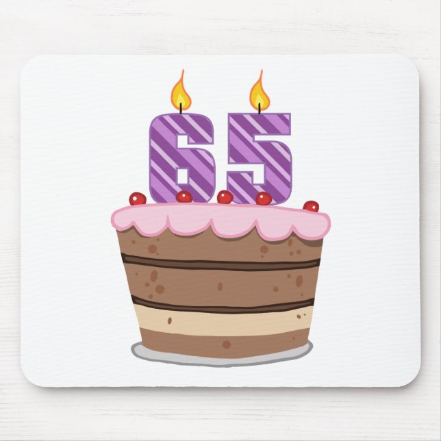 Age 65 on Birthday Cake Mouse Pad (Front)