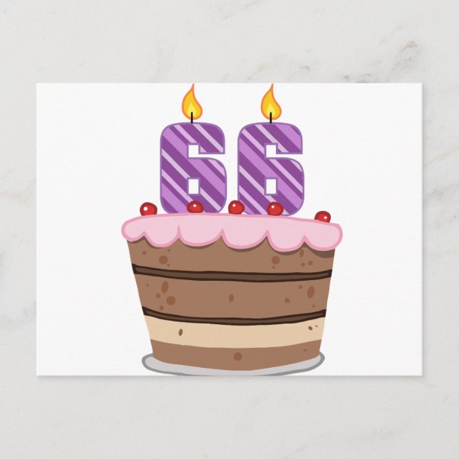Age 66 on Birthday Cake Postcard (Front)