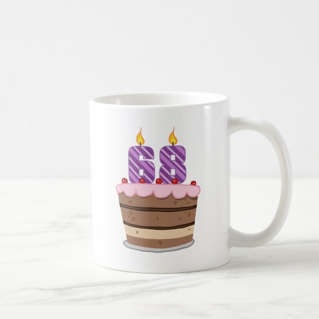 Age 68 on Birthday Cake Coffee Mug (Right)