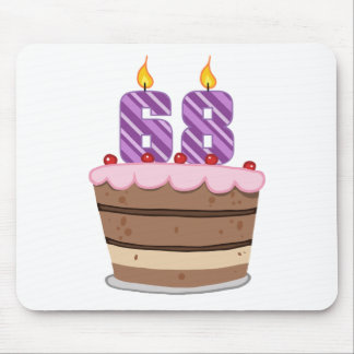 Age 68 on Birthday Cake Mouse Pad