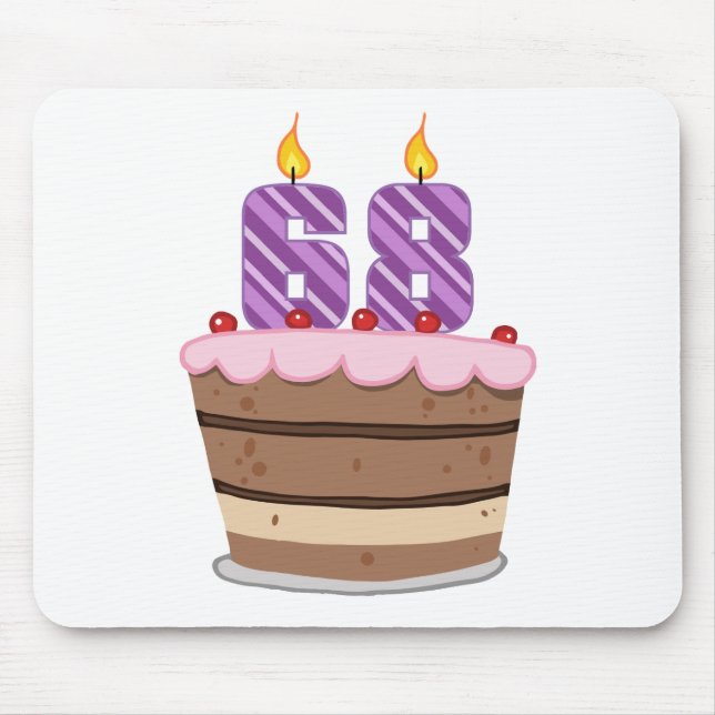 Age 68 on Birthday Cake Mouse Pad (Front)