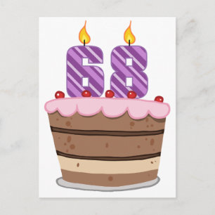 Age 68 on Birthday Cake Postcard