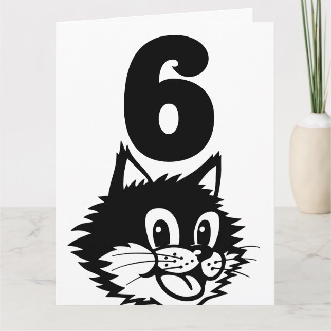 AGE 6 BIRTHDAY CAT CARD (Front)
