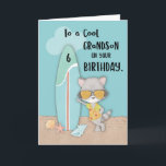 Age 6 Grandson Birthday Beach Funny Cool Raccoon Card<br><div class="desc">The number six is written on the surfboard meaning that this card is for a dear grandson who is about to turn 6 years old soon. When your grandson is once of them,  then you must hurry up getting your copy of this to give him once the celebration happens.</div>