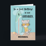 Age 6 Nephew Birthday Beach Funny Cool Raccoon Card<br><div class="desc">When a beloved nephew is about to celebrate a 6th birthday and you still can’t decide on what to gift him as you join the celebration. Well,  your problem already has an answer,  and this card is it. Personalize this with his name now and order your copy!</div>