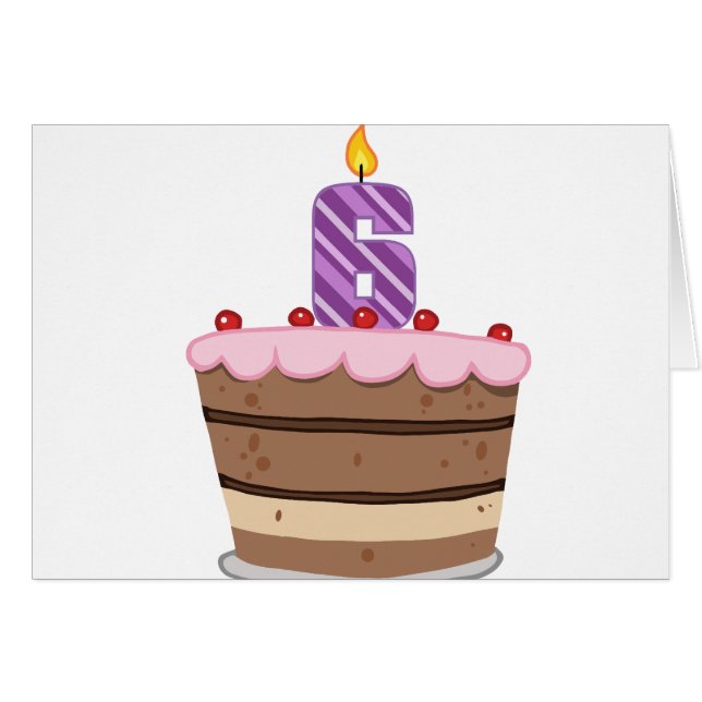 Age 6 on Birthday Cake (Front Horizontal)