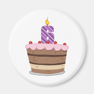 Age 6 on Birthday Cake Magnet