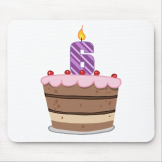 Age 6 on Birthday Cake Mouse Pad
