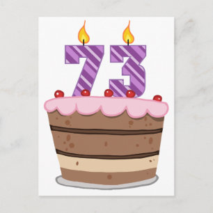 Age 73 on Birthday Cake Postcard