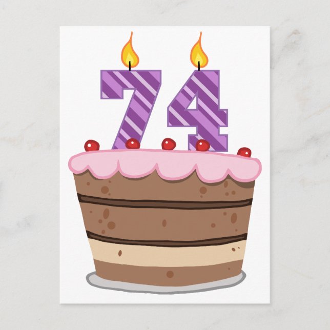 Age 74 on Birthday Cake Postcard (Front)