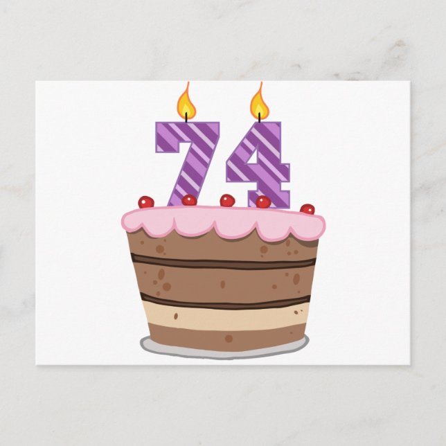 Age 74 on Birthday Cake Postcard (Front)
