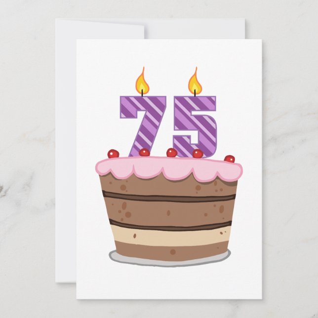 Age 75 on  Birthday Cake Card (Front)
