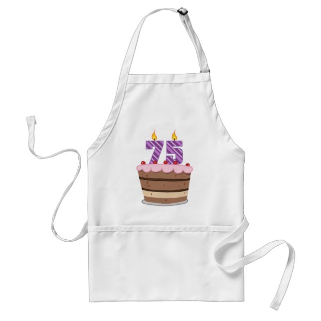 Age 75 on  Birthday Cake Standard Apron (Front)
