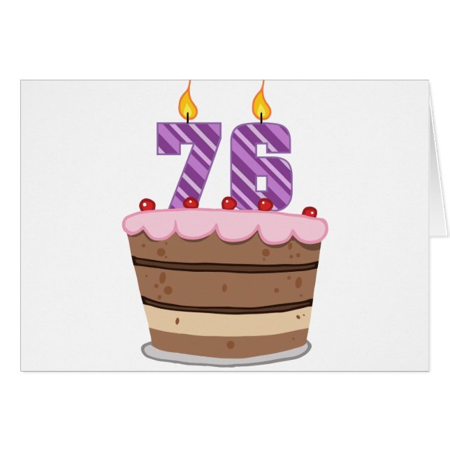 Age 76 on Birthday Cake (Front Horizontal)