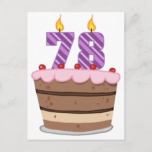 Age 78 on Birthday Cake Postcard