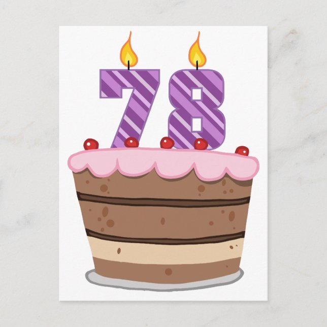 Age 78 on Birthday Cake Postcard (Front)