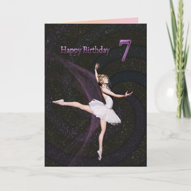 Age 7, a ballerina birthday card (Front)