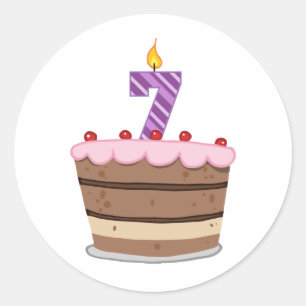 Age 7 on Birthday Cake Classic Round Sticker