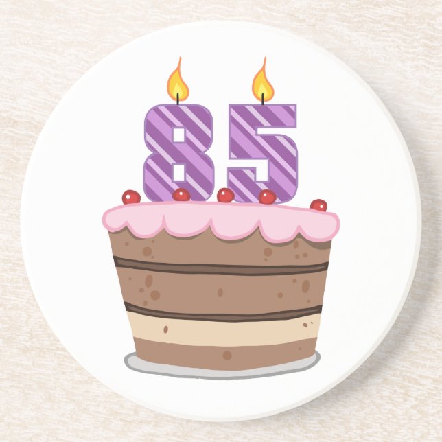 Age 85 on Birthday Cake Coaster (Front)