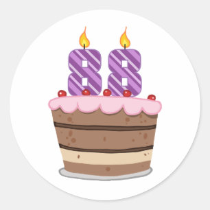Age 88 on Birthday Cake Classic Round Sticker