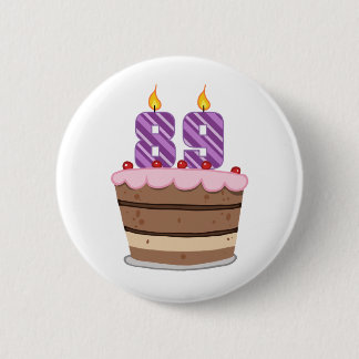 Age 89 on Birthday Cake 2 Inch Round Button