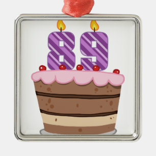 Age 89 on Birthday Cake Metal Ornament