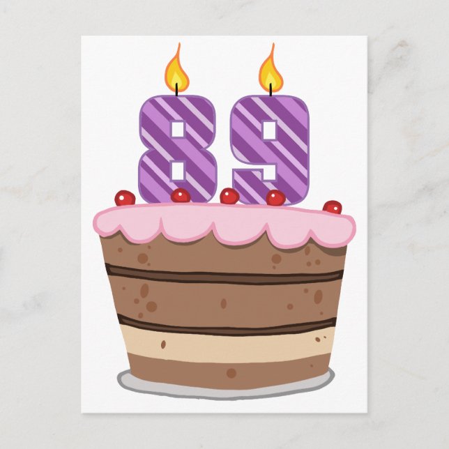 Age 89 on Birthday Cake Postcard (Front)