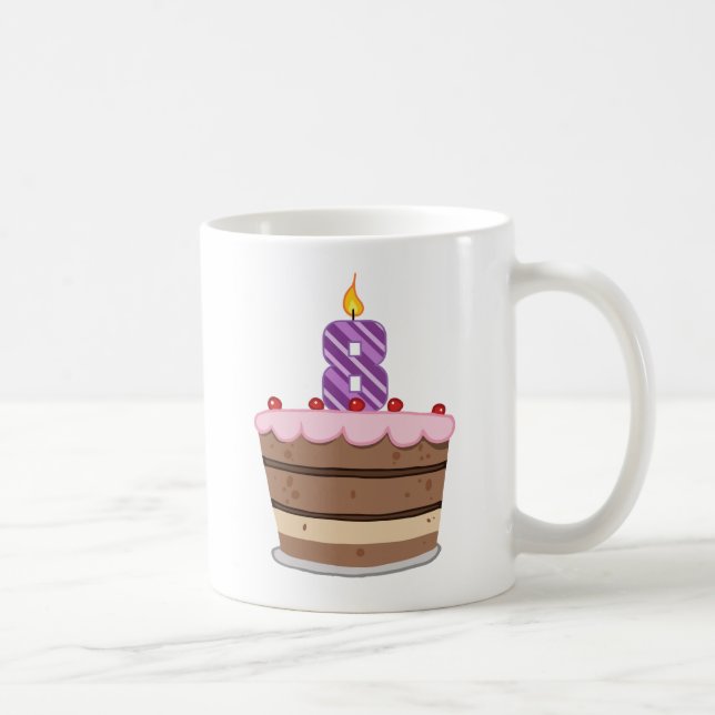 Age 8 on Birthday Cake Coffee Mug (Right)