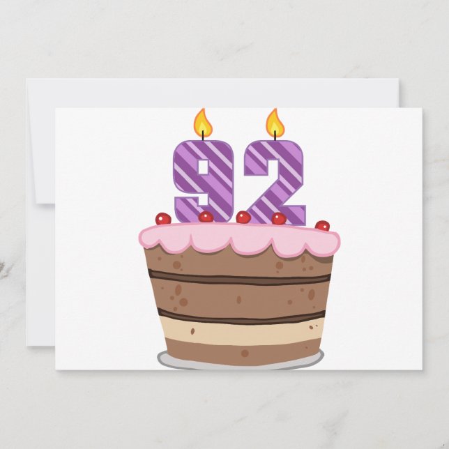 Age 92 on Birthday Cake Card (Front)