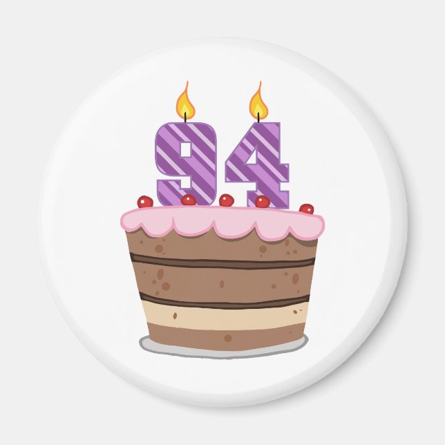 Age 94 on Birthday Cake Magnet (Front)