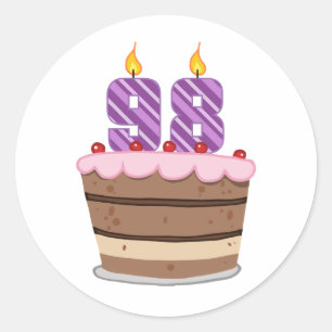 Age 98 on Birthday Cake Classic Round Sticker