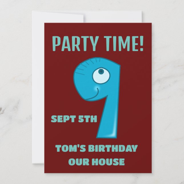 AGE 9 BIRTHDAY 9TH PARTY DINO CUSTOM INVITATIONS (Front)