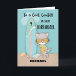 Age 9 Cousin Birthday Beach Funny Cool Raccoon  Card<br><div class="desc">It’s the card that you need to make a fun birthday greeting to your handsome cousin once he celebrates his 9th birthday. With a customizable front, you would be able to personalize the card to his name allowing you to have a personalize 9th birthday greeting card for him. Why not...</div>