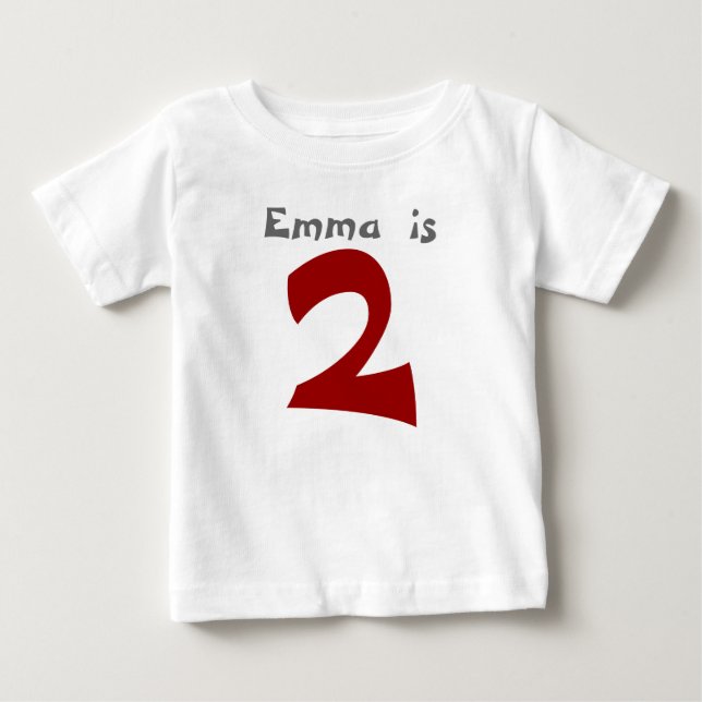 Age and Name  Customizable 2nd Birthday Tshirt (Front)