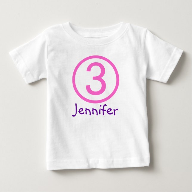 Age and Name  Customizable 3rd Birthday Tshirt (Front)