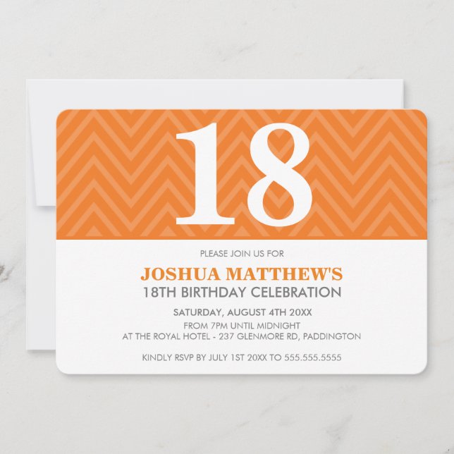AGE BIRTHDAY PARTY modern simple bold orange Invitation (Front)