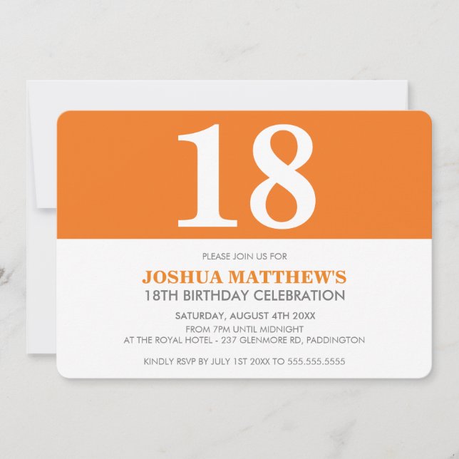 AGE BIRTHDAY PARTY modern simple bold orange Invitation (Front)