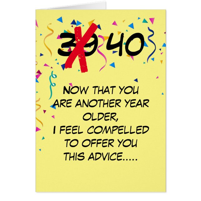 Age Customizable Humourous Birthday Card (Front)