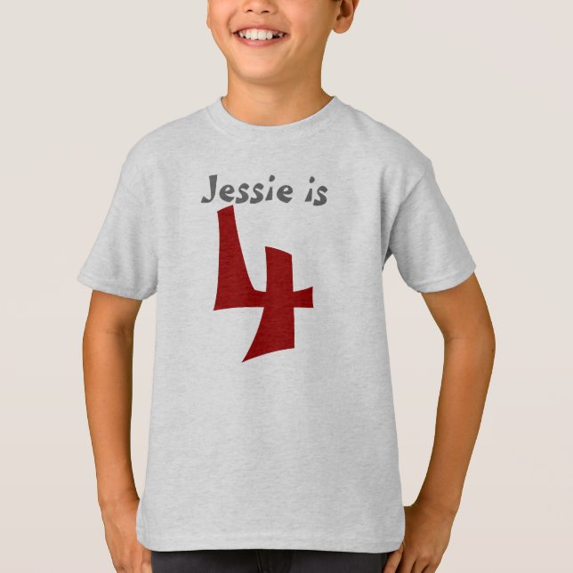 Âge et nom Personnalisable 4e Tshirt anniversaire (Devant)