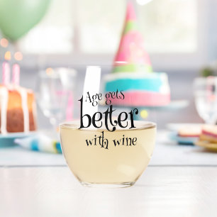 Age Gets Better With Wine Birthday Personalized Stemless Wine Glass