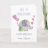 Age is Irrelephant Cute Elephant Funny Birthday Card (Front)