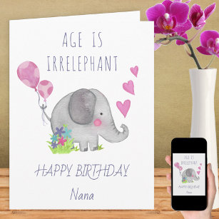 Age is Irrelephant Cute Funny Elephant Birthday Card