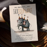 Age is IRRELEPHANT' Funny Whimsical Birthday Invitation<br><div class="desc">OK,  I'M (add age)... . IT'S IRRELEPHANT' Funny Birthday Invitation. This design features an hilarious illustration of grumpy elephant wearing four party hats. The humourous saying can be customized to any age and will raise a smile amongst family and friends.</div>