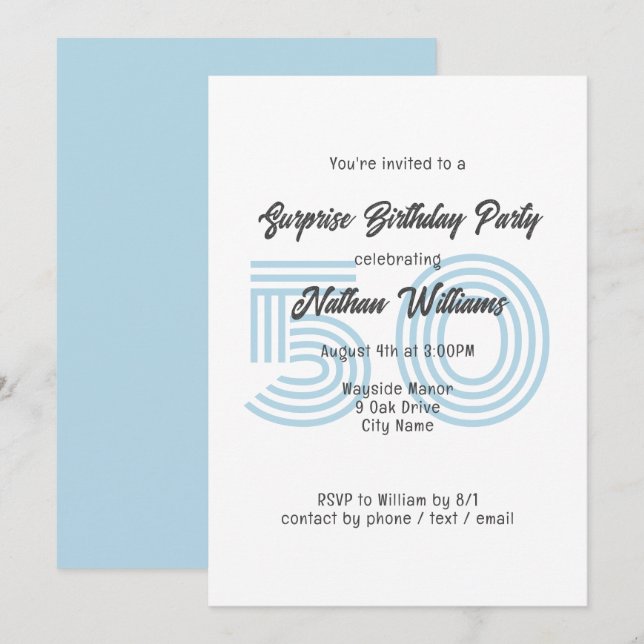 Age Number Background Birthday Party Invitation (Front/Back)