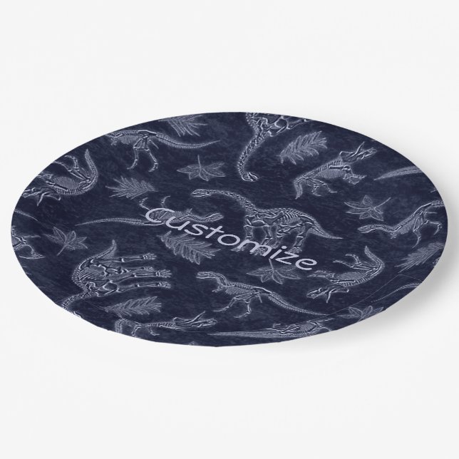 Age Of Dinosaurs Skeleton Paper Plate (Angled)